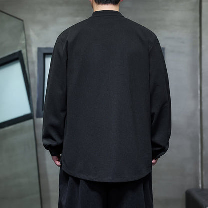 Buddha Stones Frog-Button Swallow Embroidery Stand Collar Long Sleeve Tang Suit Men's Shirt