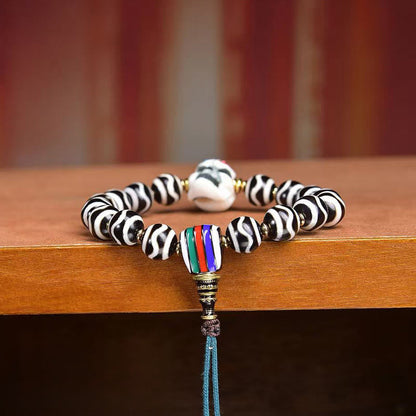 Buddha Stones Tibetan Dzi Bead The Lord of the Corpse Forest Protection Bracelet