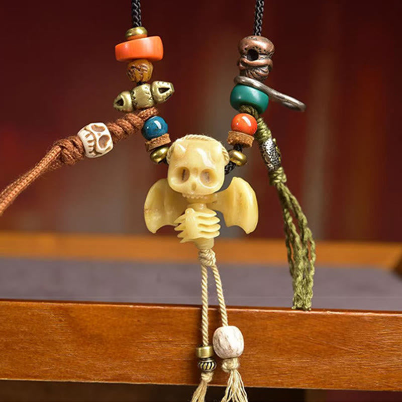 Buddha Stones Tibetan Skull The Lord of the Corpse Forest New Beginning Rope Necklace Pendant