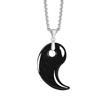 Buddha Stones 925 Sterling Silver Teardrop Design Jade Titanium Steel Chain Necklace Luck Pendant