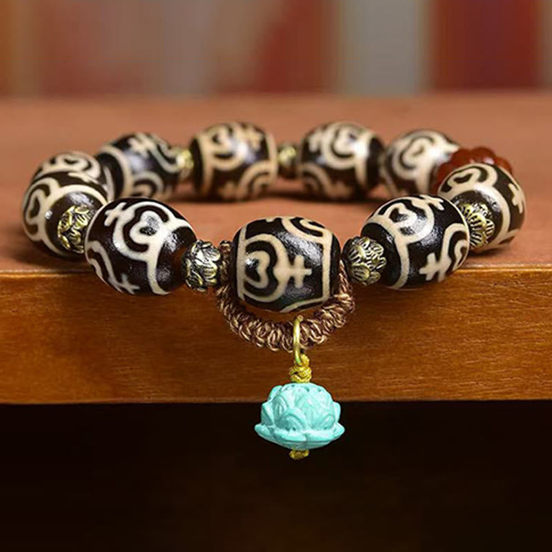 Buddha Stones Tibetan Lightning Treasure Vase Dzi Bead The Lord of the Corpse Forest Power Bracelet