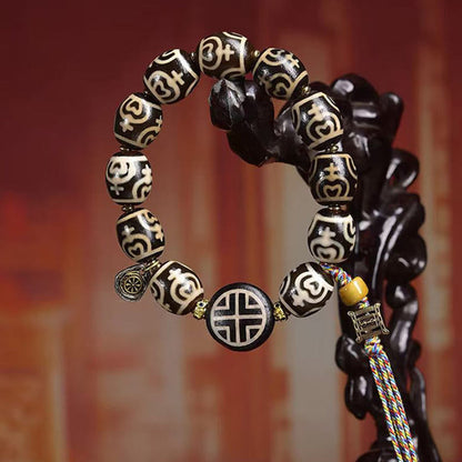Buddha Stones Tibetan Lightning Treasure Vase Dzi Bead The Lord of the Corpse Forest Power Bracelet