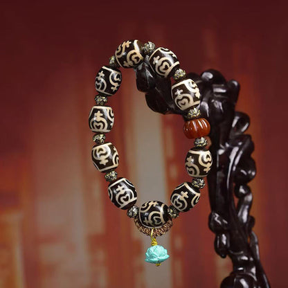 Buddha Stones Tibetan Lightning Treasure Vase Dzi Bead The Lord of the Corpse Forest Power Bracelet