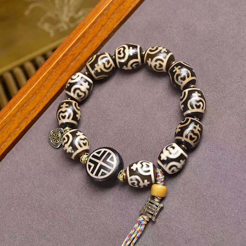 Buddha Stones Tibetan Lightning Treasure Vase Dzi Bead The Lord of the Corpse Forest Power Bracelet