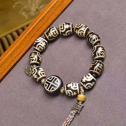 Buddha Stones Tibetan Lightning Treasure Vase Dzi Bead The Lord of the Corpse Forest Power Bracelet