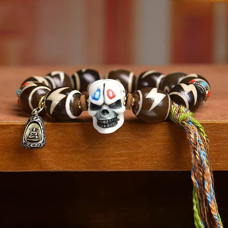 Buddha Stones Tibetan Lightning Treasure Vase Dzi Bead The Lord of the Corpse Forest Power Bracelet