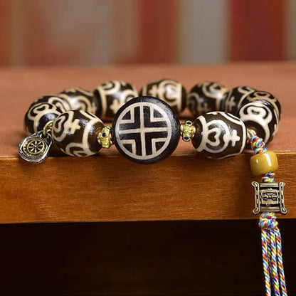 Buddha Stones Tibetan Lightning Treasure Vase Dzi Bead The Lord of the Corpse Forest Power Bracelet