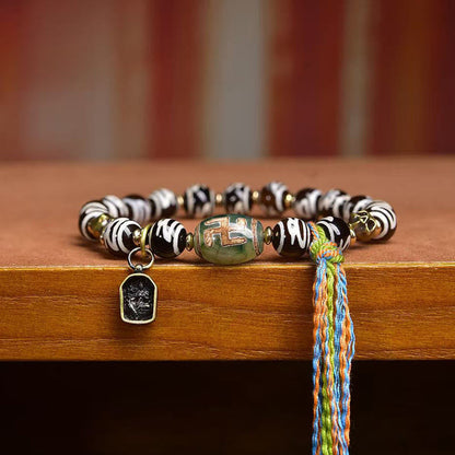 Buddha Stones Tibetan Dzi Bead Skull The Lord of the Corpse Forest Wealth Bracelet