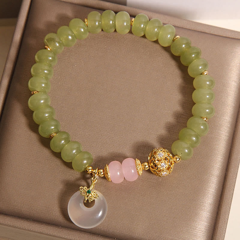 Buddha Stones Natural Peace Buckle Meaning Jade Rose Quartz Luck Bracelet