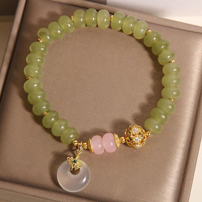 Buddha Stones Natural Peace Buckle Meaning Jade Rose Quartz Luck Bracelet