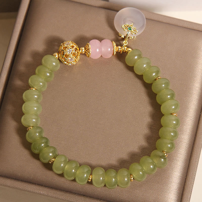 Buddha Stones Natural Peace Buckle Meaning Jade Rose Quartz Luck Bracelet