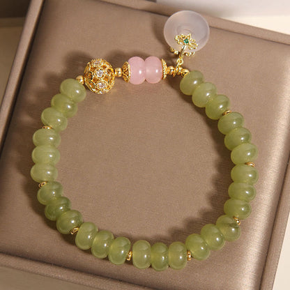 Buddha Stones Natural Peace Buckle Meaning Jade Rose Quartz Luck Bracelet
