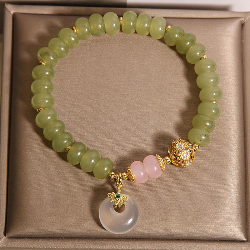 Buddha Stones Natural Peace Buckle Meaning Jade Rose Quartz Luck Bracelet