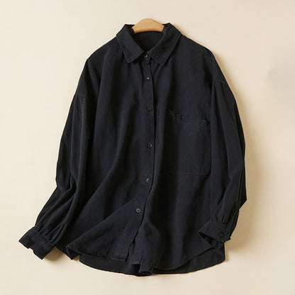 Buddha Stones Casual Buttons Design Women's Stand Collar Long Sleeve Cotton Shirt
