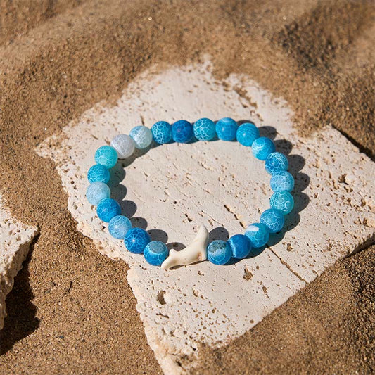Buddha Stones Natural Stone Dolphin Crackle Agate Tourmaline Courage Bracelet