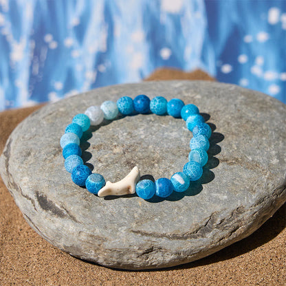 Buddha Stones Natural Stone Dolphin Crackle Agate Tourmaline Courage Bracelet