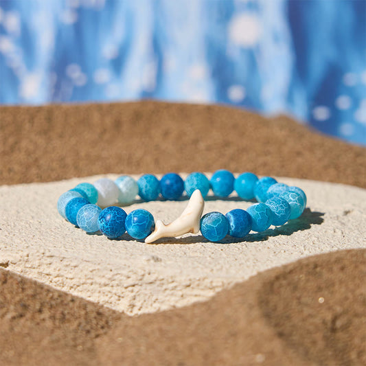 Buddha Stones Natural Stone Dolphin Crackle Agate Tourmaline Courage Bracelet