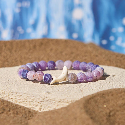 Buddha Stones Natural Stone Dolphin Crackle Agate Tourmaline Courage Bracelet