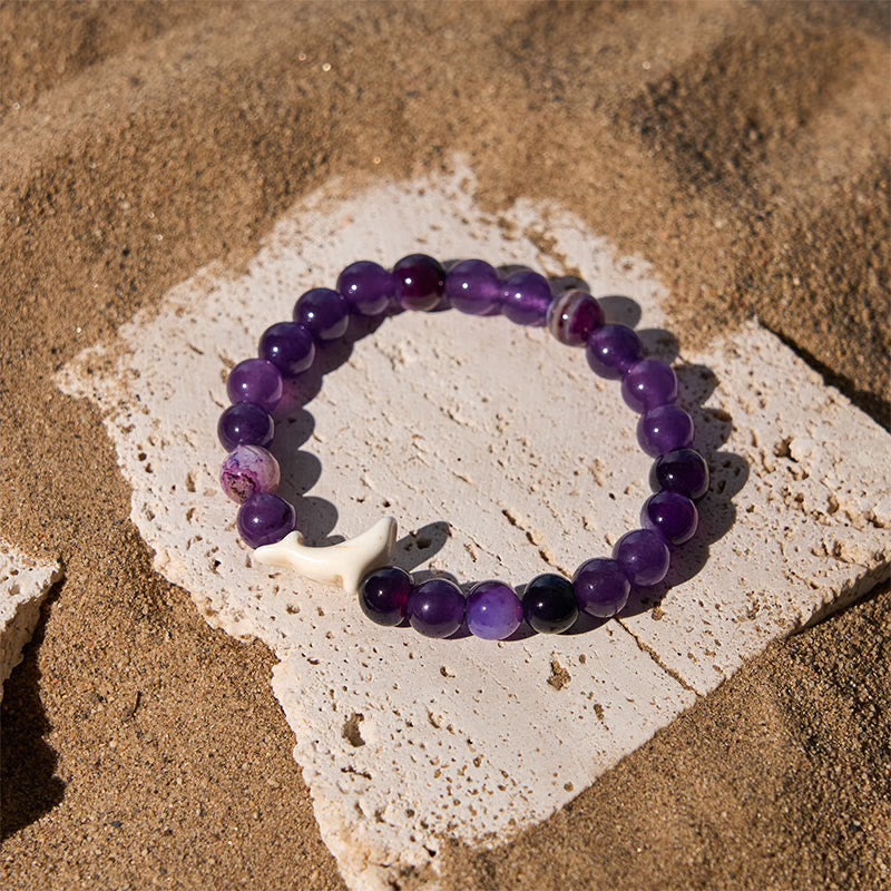 Buddha Stones Natural Stone Dolphin Crackle Agate Tourmaline Courage Bracelet