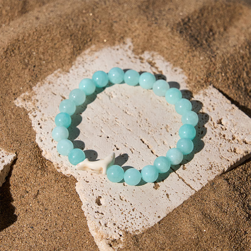 Buddha Stones Natural Stone Dolphin Crackle Agate Tourmaline Courage Bracelet