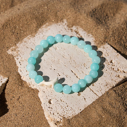 Buddha Stones Natural Stone Dolphin Crackle Agate Tourmaline Courage Bracelet