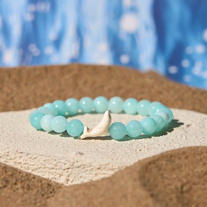 Buddha Stones Natural Stone Dolphin Crackle Agate Tourmaline Courage Bracelet
