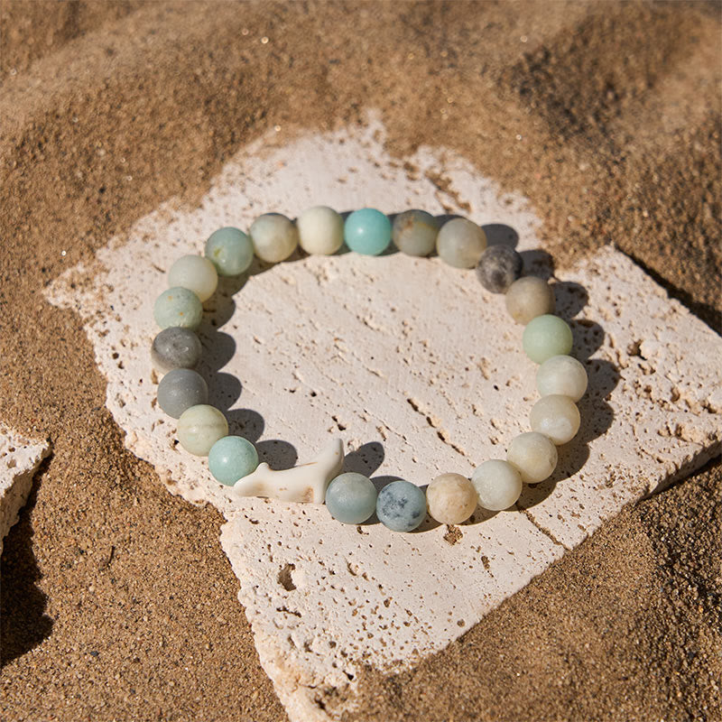 Buddha Stones Natural Stone Dolphin Crackle Agate Tourmaline Courage Bracelet