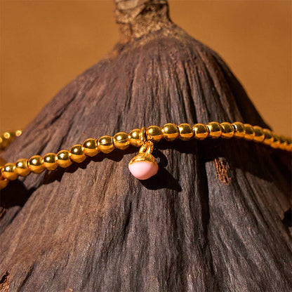 Buddha Stones Copper Brass Plated 24k Gold Beads Gourd Wealth Bracelet