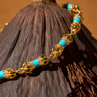 Buddha Stones Copper Brass Plated 24k Gold Vajra Wealth Luck Bracelet