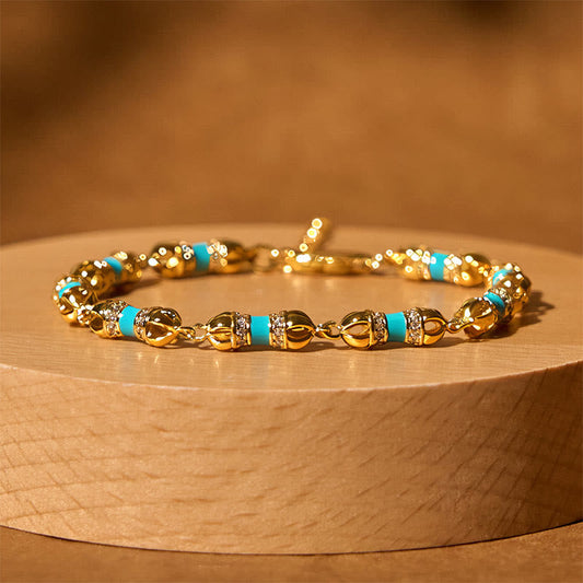 Buddha Stones Copper Brass Plated 24k Gold Vajra Wealth Luck Bracelet
