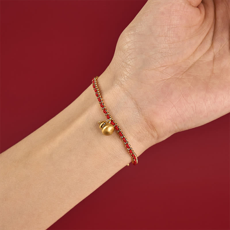 FREE Today: Wealth and Strength Red String Copper Brass Gourd Bracelet