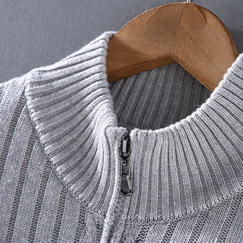 Buddha Stones Spring Plain Zipper Design Cotton Men's Long Sleeve Mock Neck Jacket