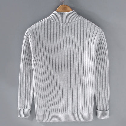 Buddha Stones Spring Plain Zipper Design Cotton Men's Long Sleeve Mock Neck Jacket
