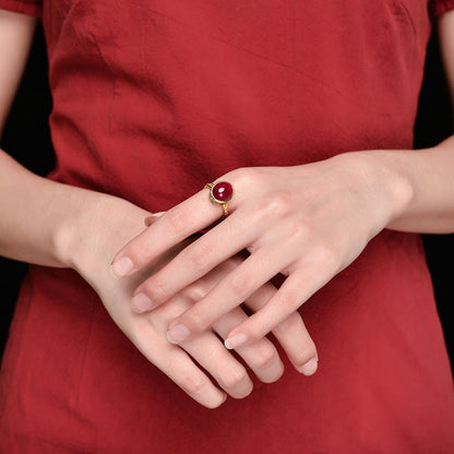 925 Sterling Silver Red Corundum Courage Ring (Extra 30% Off | USE CODE: FS30)