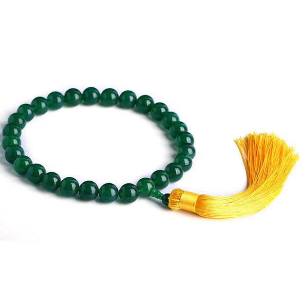 Buddhazens Natural Green Agate Wrist Mala Power Tassels Pocket Mala Car Decoration Wrist Mala&Decorations BS 10