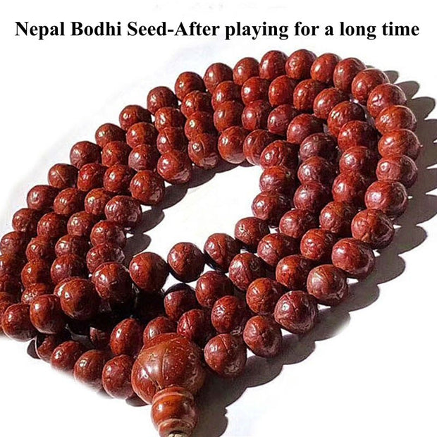 Buddhazens 108 Mala Beads Nepal Bodhi Seed Luck Wealth Tassel Bracelet Mala Bracelet BS 14
