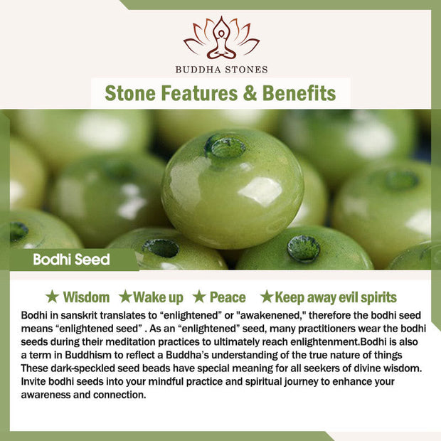 Buddhazens Cyan Bodhi Seed Dzi Bead Wisdom Peace Triple Wrap Bracelet Mala Bracelet BS 12