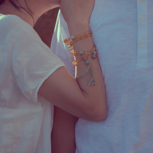 Buddhazens 108 Mala Beads 925 Sterling Silver Citrine Sandalwood Turquoise Protection Prosperity Bracelet Mala Bracelet BS 9