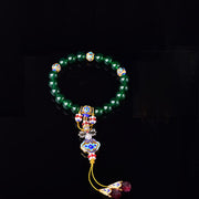Buddhazens Natural Green Agate Wrist Mala Success Charm Pocket Mala Car Decoration Wrist Mala&Decorations BS 5