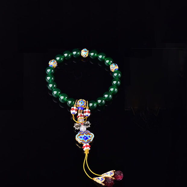 Buddhazens Natural Green Agate Wrist Mala Success Charm Pocket Mala Car Decoration Wrist Mala&Decorations BS 5