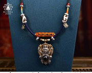Exquisite Purely Handmade Agate Necklace With Adjustable Collarbone Chain And Dapeng Bird Eye Dzi Beads Pendant Ideal