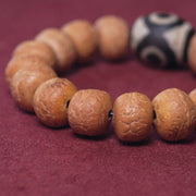 Buddhazens Tibet Bodhi Seed Dzi Bead Peace Charm Wrist Mala Bracelet Wrist Mala BS 2