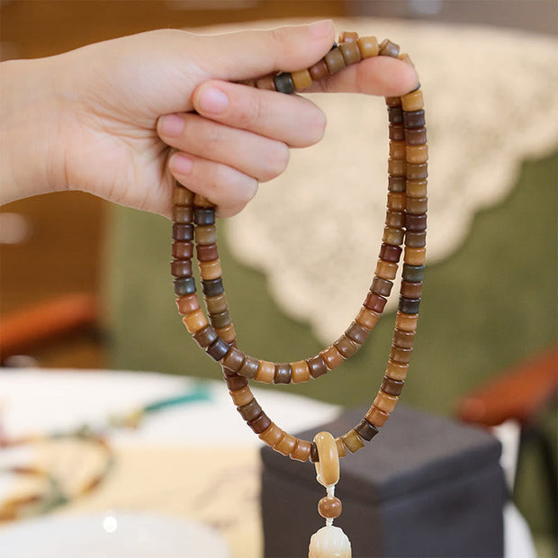 Buddhazens 108 Mala Beads Bodhi Seed Buddha Hand Lotus Engraved Harmony Bracelet Mala Bracelet BS 5