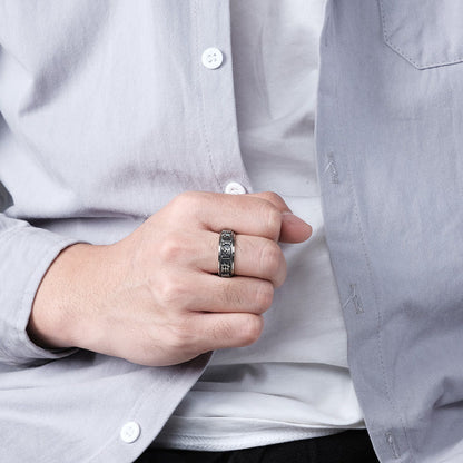 Letter Words Balance Calm Titanium Steel Rotatable Ring (Extra 30% Off | USE CODE: FS30)