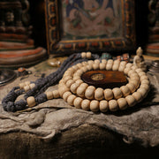 Buddha Stones 108 Mala Beads Abelia Biflora Wood Warding Off Evil Spirits Wrist Mala Mala Bracelet BS 7