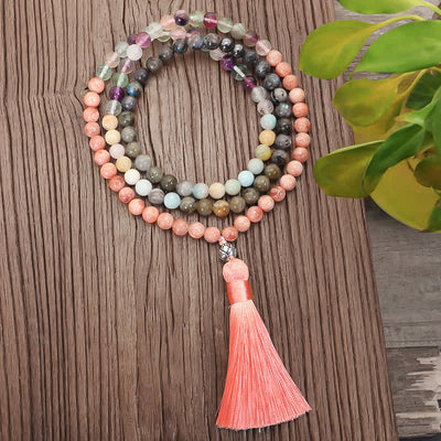 108 Mala Beads Fluorite Black Glitter Stone Protection Tassel Bracelet (Extra 30% Off | USE CODE: FS30) Mala Bracelet BS main