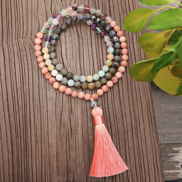 108 Mala Beads Fluorite Black Glitter Stone Protection Tassel Bracelet (Extra 30% Off | USE CODE: FS30) Mala Bracelet BS main
