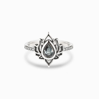 Buddha Stones 925 Sterling Silver Lotus Zircon Blessing Protection Ring
