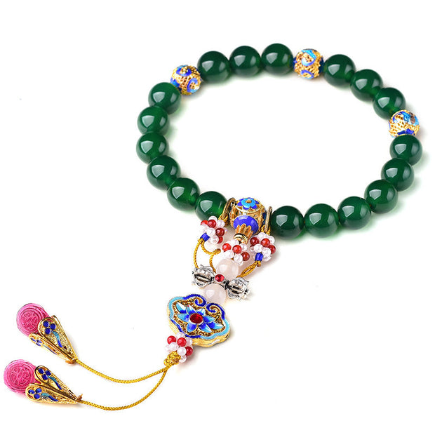 Buddhazens Natural Green Agate Wrist Mala Success Charm Pocket Mala Car Decoration Wrist Mala&Decorations BS 9