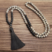 108 Mala Beads Zebra Jasper Frosted Stone Protection Tassel Bracelet (Extra 30% Off | USE CODE: FS30) Mala Bracelet BS 7
